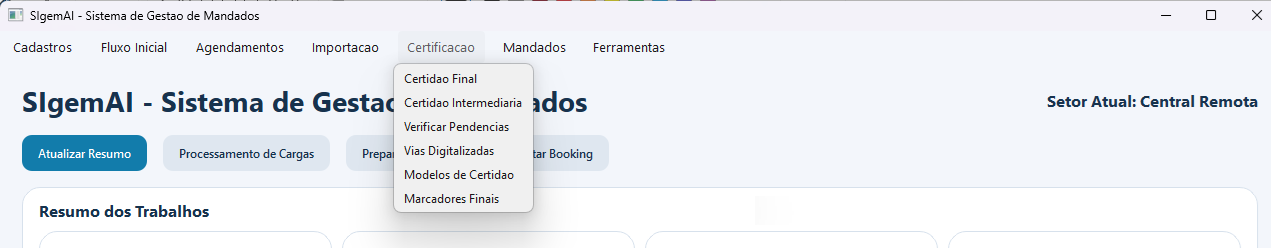 Menu Certifica&ccedil;&atilde;o